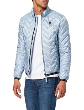 Blauer Giubbini Corti Imbottito Piuma Steppjacke Herren, Schwarz