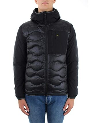 Blauer Giubbini Corti Imbotttito Piuma Steppjacke Herren, Schwarz