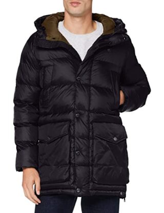 Blauer Imbottito Ovatta Steppjacke Herren, Schwarz