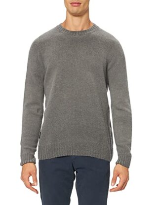 Blauer Maglieria Girocollo Strickpullover Herren, Grau