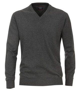 CASAMODA Kaschmir V-Ausschnitt Pullover Herren, Grau