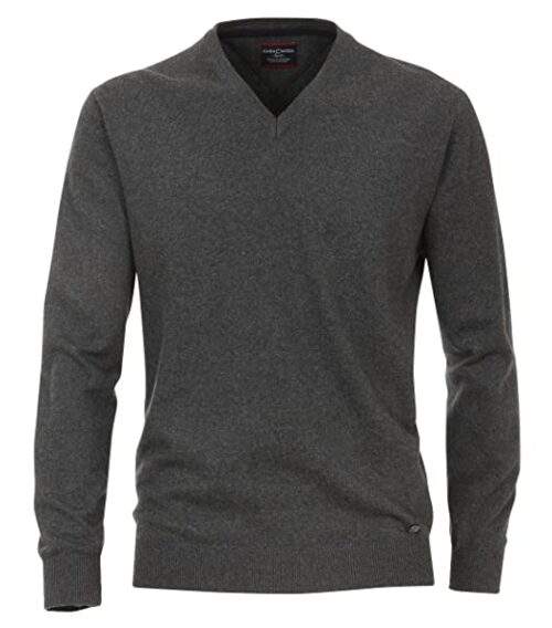 CASAMODA Kaschmir V-Ausschnitt Pullover Herren, Grau