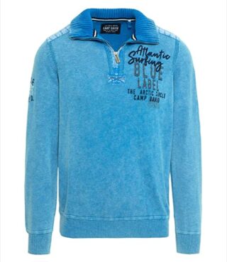 Camp David Stone Wash Strickpullover Herren, Blau