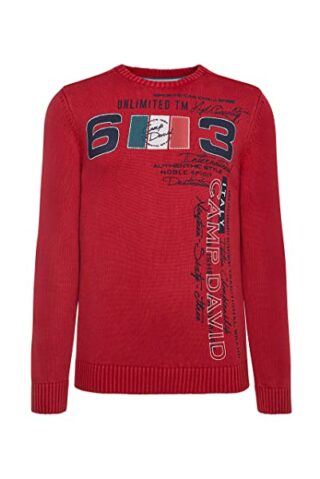 Camp David Stone Washed Pullover Herren, Rot