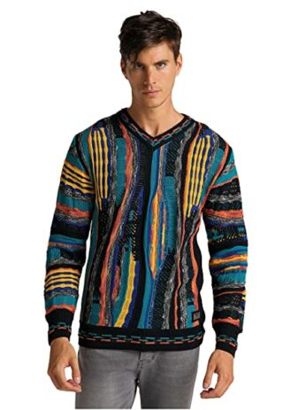 Carlo Colucci V-Ausschnitt Pullover Herren, Schwarz