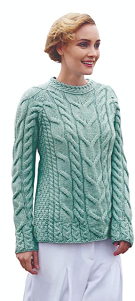 Carraig Donn Raglan Strickpullover Damen, Grün