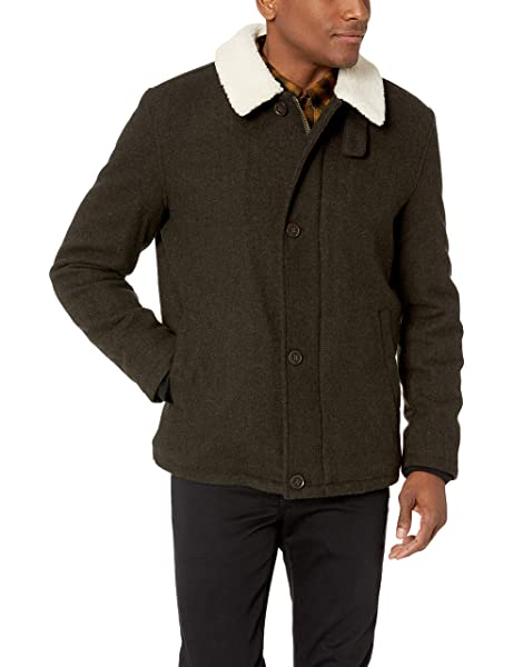 Cole Haan Signature Tumbled Wool Wollmantel Herren, Grün Cole Haan Signature Tumbled Wool Wollmantel Herren, Grün