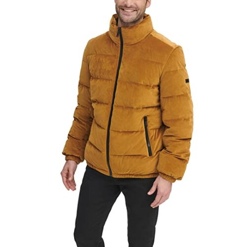DKNY Quilted Velvet Steppjacke Herren, Gelb