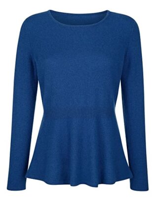 Delmod V-Ausschnitt Kaschmir Pullover Damen, Blau