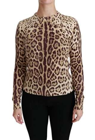 Dolce & Gabbana Leopard LS TSH4426 Kaschmir Pullover Damen, Braun