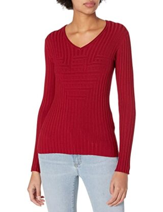Emporio Armani V-Ausschnitt Pullover Damen, Rot