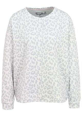 FROGBOX Leo batic Pullover Damen, Grau