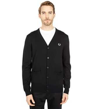 Fred Perry Strickjacke Cardigan Herren, Schwarz