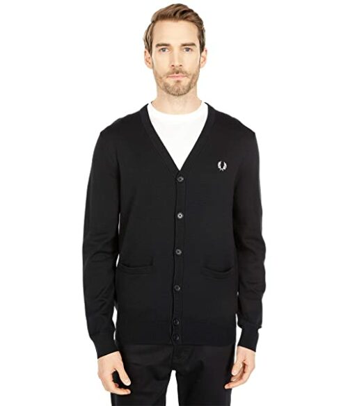 Fred Perry Strickjacke Cardigan Herren, Schwarz