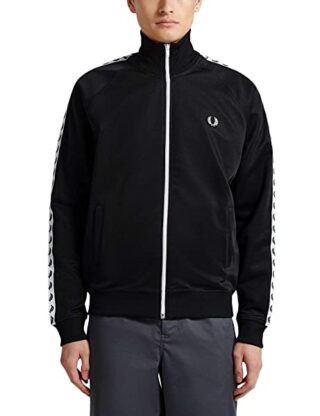 Fred Perry Tonal Taped Track Strickjacke Herren, Schwarz