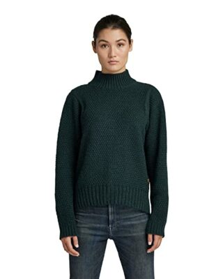 G-STAR RAW Structure Mock Knitted V-Ausschnitt Pullover Damen, Grau
