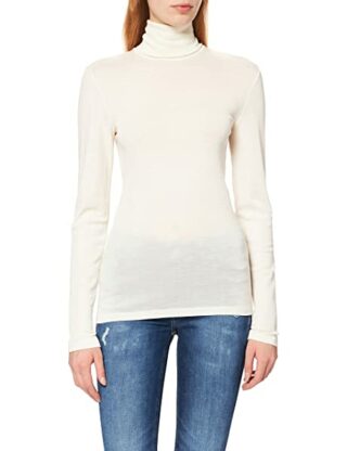 Hanro Woolen Silk Rollkragen Pullover Damen, Beige