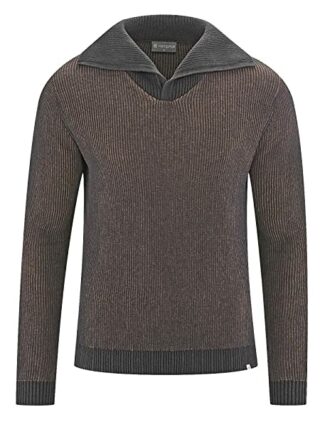 HempAge Hanf Troyer Rollkragen Strickpullover Herren, Braun