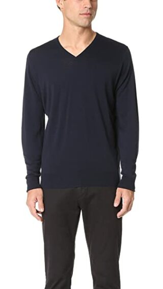 John Smedley Bobby V-Ausschnitt Pullover Herren, Blau