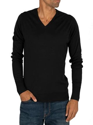 John Smedley Bobby V-Ausschnitt Pullover Herren, Schwarz