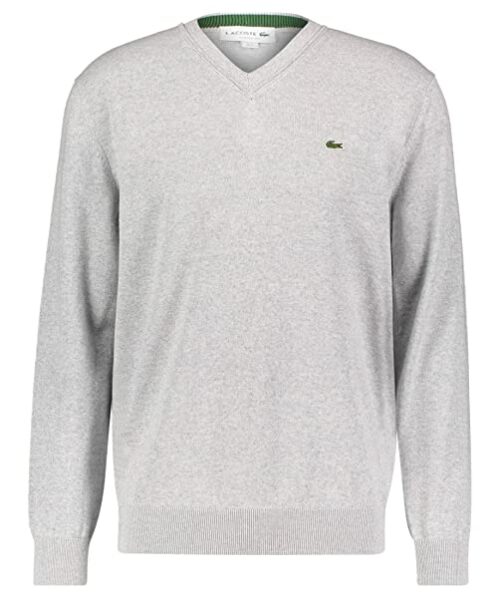 Lacoste AH2183 V-Ausschnitt Pullover Herren, Grau