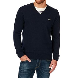Lacoste AH3003 V-Ausschnitt Pullover Herren, Blau