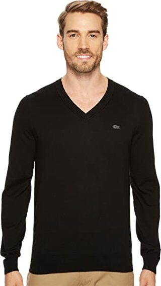Lacoste V-Ausschnitt Pullover Herren, Schwarz