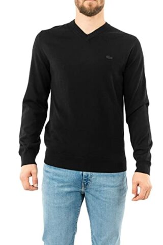 Lacoste V-Ausschnitt Pullover Herren, Schwarz