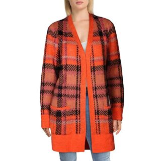 Lucky Brand Buffalo Check Cardigan Damen, Rot