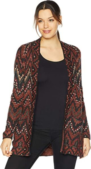 Lucky Brand Long Ikat Open Cardigan Damen, Rot