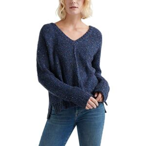 Lucky Brand Multi Color V-Ausschnitt Pullover Damen, Blau