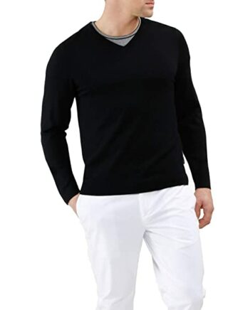 Maerz V-Ausschnitt Pullover Herren, Schwarz