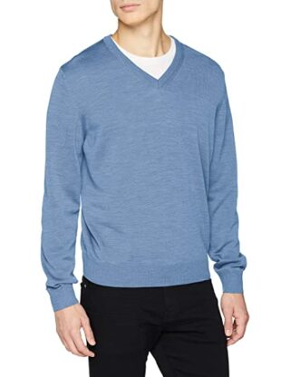 Maerz V-Ausschnitt Strickpullover Herren, Blau