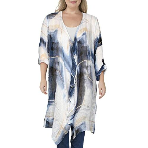NIC+ZOE Abstract Grid Cardigan Damen, Blau