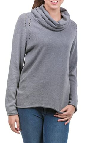 NOVICA Rollkragen Pullover Damen, Grün