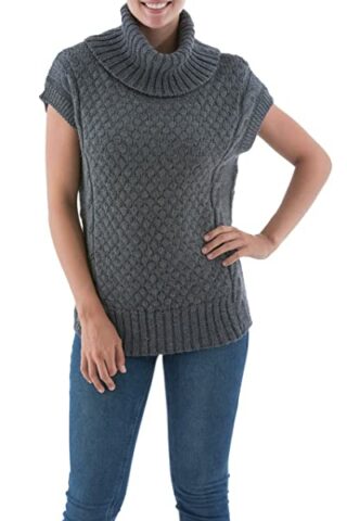 NOVICA Rollkragen Pullover Damen, Grün