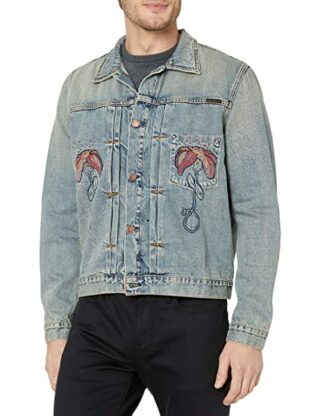 Nudie Jeans Vinny Flower Embo Jeansjacke Herren, Blau