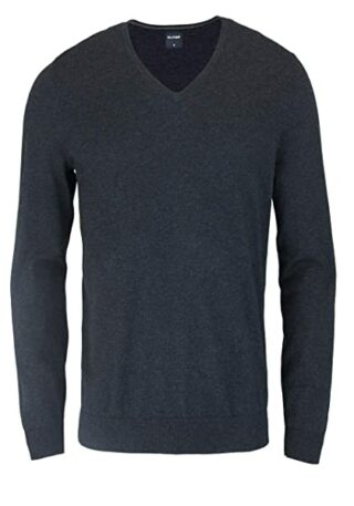 Olymp Kaschmir V-Ausschnitt Pullover Herren, Grau