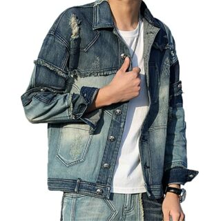 Patch Jeansjacke Herren, Blau