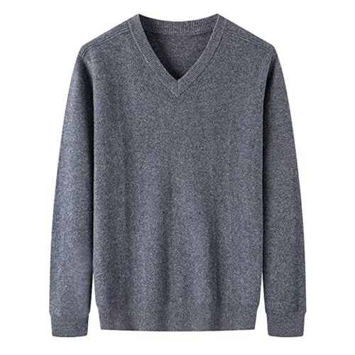 Pokem&Hent V-Ausschnitt Pullover Herren, Grau