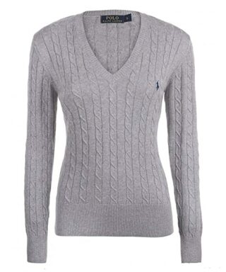 Ralph Lauren V-Ausschnitt Pullover Damen, Grau