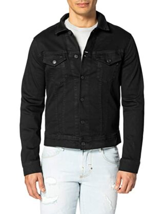 Replay Jeansjacke Herren, Schwarz