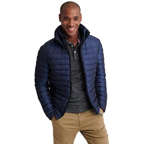 Superdry Fuji Wollmantel Herren, Blau