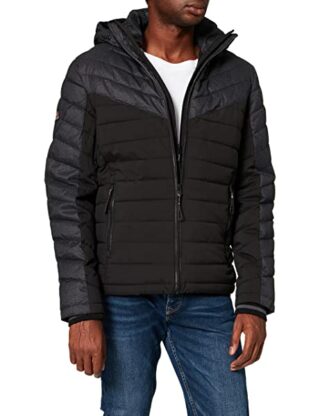 Superdry Tweed Mix Fuji Steppjacke Herren, Schwarz