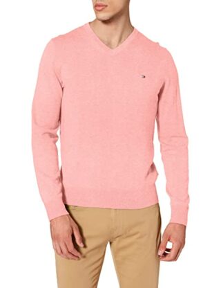 Tommy Hilfiger Organic Cotton V-Ausschnitt Pullover Herren, Rosa