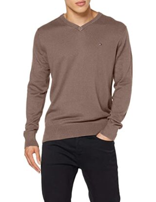 Tommy Hilfiger Pima V-Ausschnitt Pullover Herren, Braun