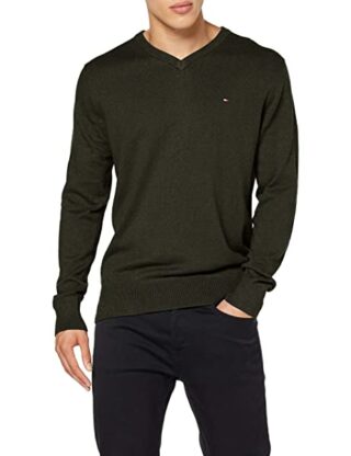 Tommy Hilfiger Pima V-Ausschnitt Pullover Herren, Grün