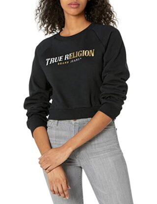 True Religion Split Pullover Damen, Schwarz