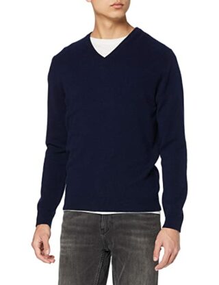 United Colors of Benetton V-Ausschnitt Pullover Herren, Blau