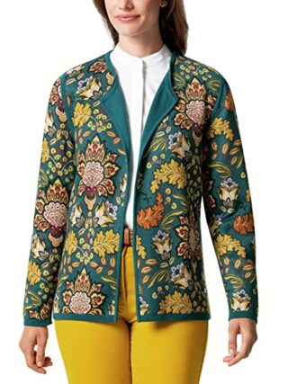 Walbusch Paisleyblume Strickjacke Damen, Grün